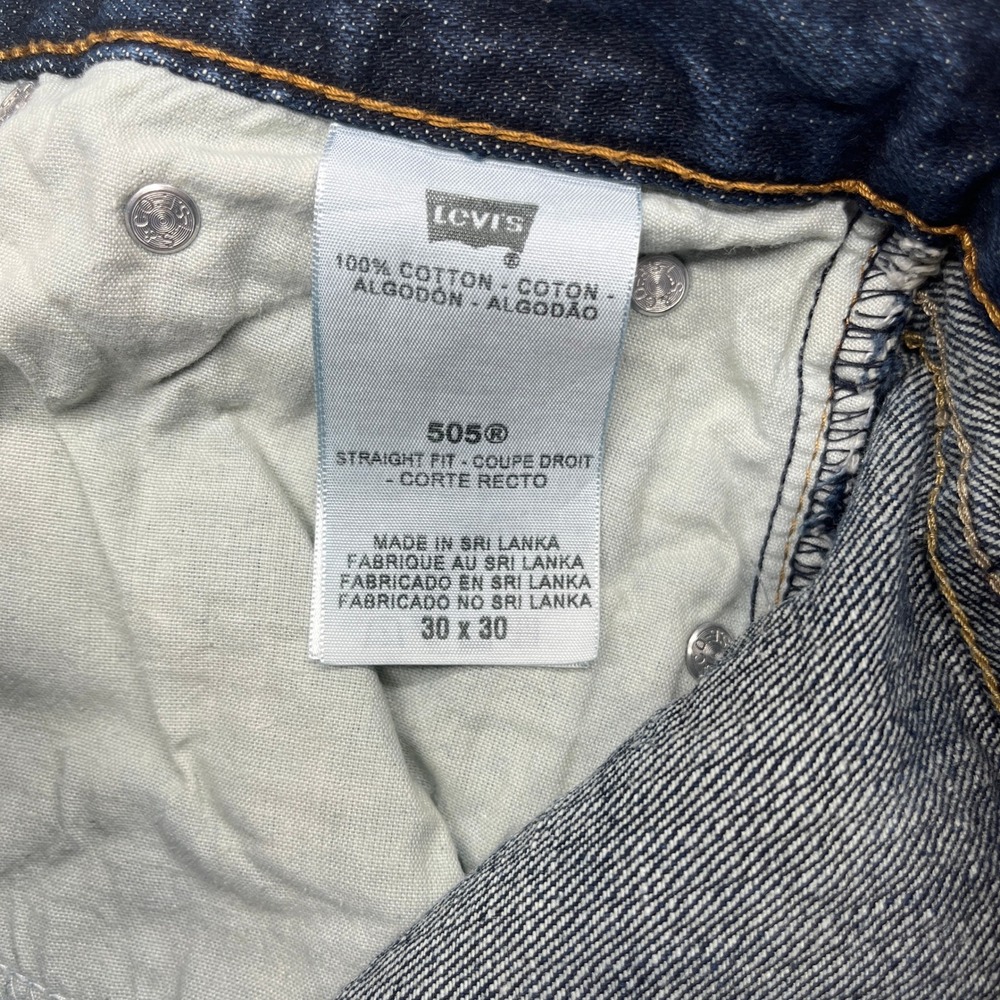Levi's 505 Straight Fit Jeans Dark Wash‎ Blue 30x30 Mens Denim Streetwear - Picture 5 of 7